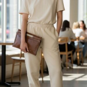 TEMPO Elegant Tan Leather Women's Hand Bag